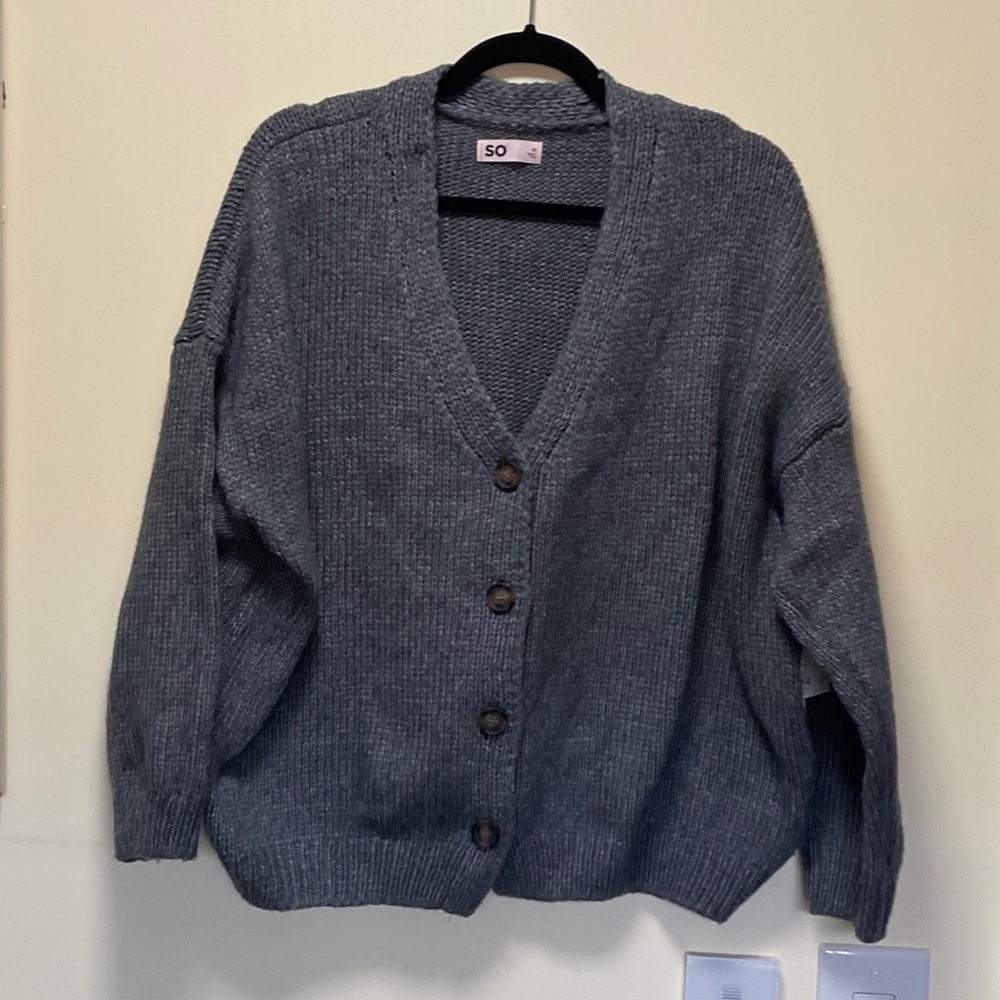 SO Women's Charcoal Cardigan Sweater